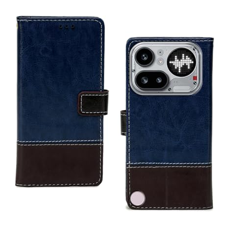 Image of amazon basics Nothing Phone 4A Pro 5G Flip Cover | Card Pockets Wallet & Stand | Flip Cover for Nothing Phone 4A Pro 5G (Blue Coffee)