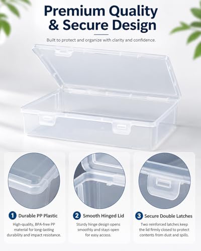 Image of Small Plastic Containers, 8 Pack Pencil Box Clear Pencil Case Clear Plastic Storage Containers, Beads Storage Box Craft Storage Containers For Beads, Crafts, Jewelry, Small Items,6.7 x 9.1 x 2 inches