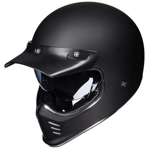 ILM Casco Moto Vintage per Adulti Uomini Donne Visiera Interna Compatibile per ATV Cruiser Scooter ECE22.06 Z502,Nero Opaco,M