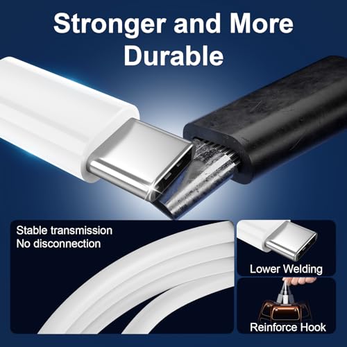 6FT USB C to USB C Charging Cord for iPhone 17 16 15, [MFi Certified] 60W USB-C to C Fast Charge Cable, 3 Pack 6 Foot USB Type C Charger for iPhone 17 16 15 Pro Max Plus, iPad, Macbook, Galaxy S25 S24