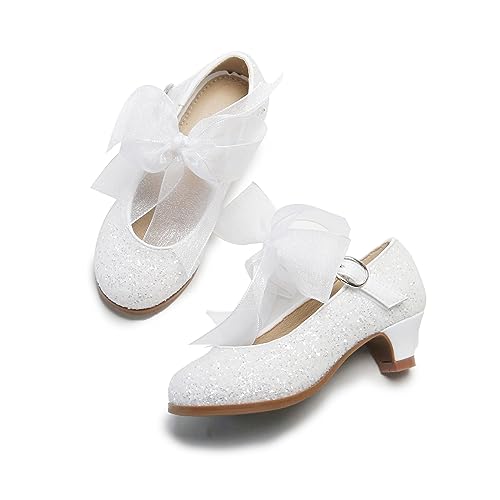 Image of THEE BRON Girls Low Heel Dress Shoes Mary Jane Party Wedding Flower Girl Pumps