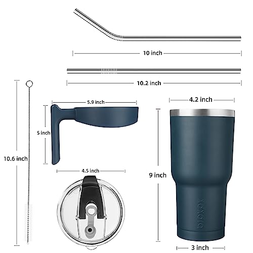 Image of BJPKPK 40 oz Tumbler with Handle & Straw, Insulated Stainless Steel Mug
