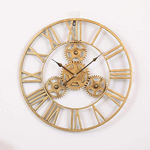 Horloge murale extérieure rétro en fer avec engrenage rotatif durable - 4