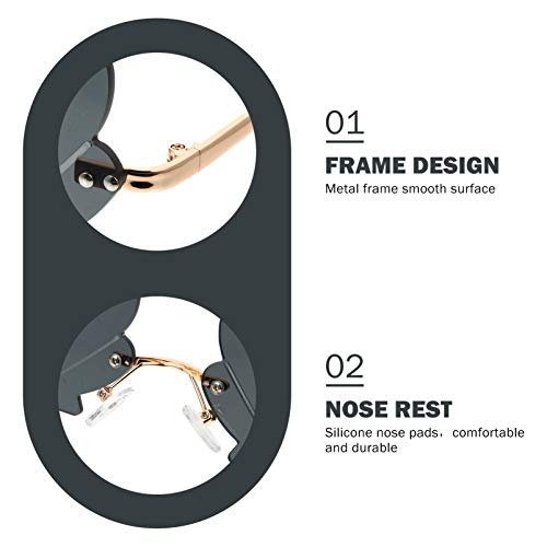 1Pc Fashion Sunglasses Shell Shaped Eyeglasses Rimless Wave Sunglasses for Adults Party Glasses (Grey)3