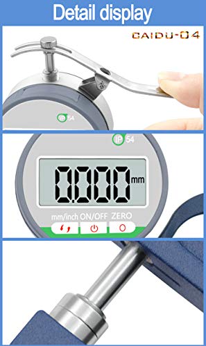Caidu Ip54 Portable Usb Digital Thickness Gauge 0-0.47In & 0-12Mm Range,0.00005"/0.001Mm Digital Micro-Indicator Micrometer Thickness Meter Gage | 1‰ Precise Lcd Display And Touch Buttons(Waterproof) #TOP4