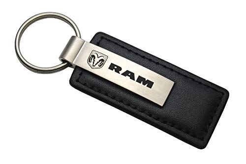 AU-TOMOTIVE GOLD Rectangular Leather Key Chain for Dodge Ram (Black)