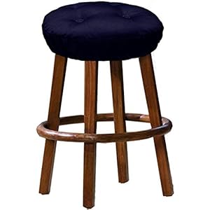 COTTON CRAFT Classic Cotton Twill Set of 2 Round Bar Stool Cover, Navy