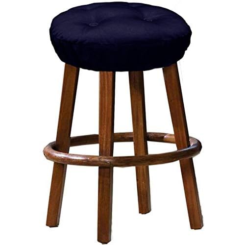 COTTON CRAFT Classic Cotton Twill Set of 2 Round Bar Stool Cover, Navy