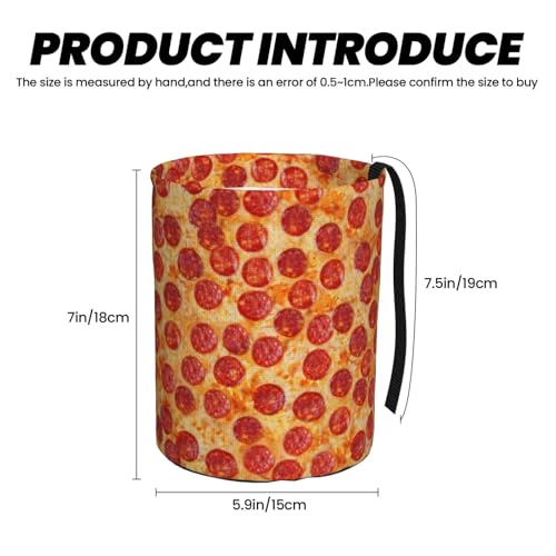 Image of Car Garbage Bag Pizza Pepperoni Mini Car Trash Bin Portable Collapsible Waterproof Rubbish Bag for Car Accessories Back Front Seat Cup Holder