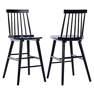 DUHOME Wood Bar Stools Set of 2 Farmhouse Counter Stools 24 Barstool with Spindle Back Counter Height Stool Chairs for Kitchen Islands Black