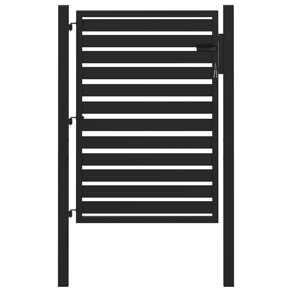 Vidaxl Black Aluminium Garden Gate - Lockable, Powder-Coated Metal For Outdoor Patio/Fence Entry, 100X100cm With Secure Posts