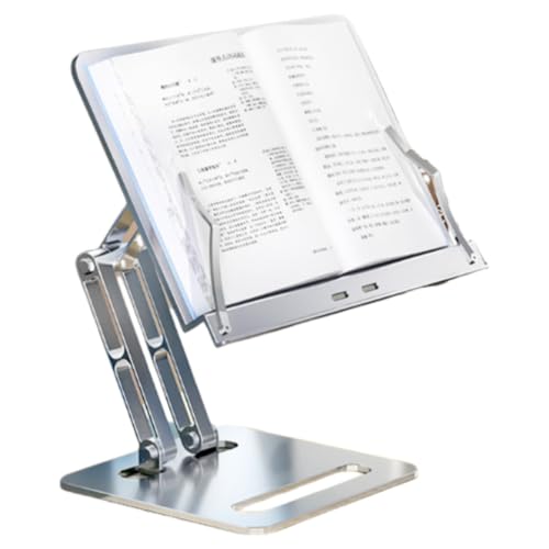 Ghbunuz デスクトップ読書スタンド、譜面台、アルミ合金、本棚、折りたたみ式タブレットスタンド、学習スタンド、無段階高さ調整、折りたたみ式、高さ調節可能、耐久性、安定性、ポータブル、ページめくり簡単、耐荷重5kg、多機能、子供や学生に適しています (シ