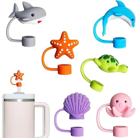 6Pcs Cute Silicone Stanley Straw Covers Cap for Stanley Cup, Reusable Straw Toppers - Compatible with Stanley 30 & 40 oz Tumblers and Water Bottles Cover