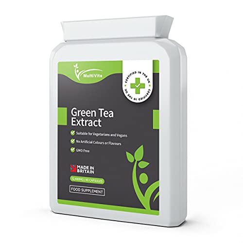Multivita Green Tea - 90 x 12,480mg High Strength Green Tea Extract Capsules - Natural Green Tea Supplement and Powerful Antioxidant - Vegan and Vegetarian Friendly