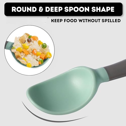 Image of Hian Baby Spoon & Fork Set with Travel Case | BPA Free TPA Soft Flexible Handle | Toddler Training Utensils for Self Feeding | Safe Baby Feeding Set for 6-36 Months(Green,Pack of 2)