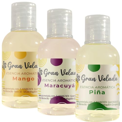 Gran Velada - Pack Ahorro Esencias Frutales Tropicales 3 X 50 Ml Pack De Fragancias Para Velas Aromáticas Para Ambientadores Caseros Para Hacer Velas Perfumar Creaciones Aroma Duradero Gran Velada - Pack Ahorro Esencias Frutales Tropicales 3 X 50 Ml Pack De Fragancias Para Velas Aromáticas Para Ambientadores Caseros Para Hacer Velas Perfumar Creaciones Aroma Duradero