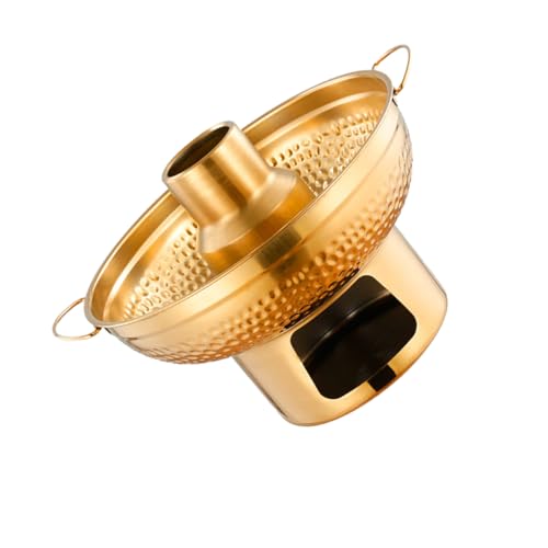 GRIRIW Stainless Steel Fondue Maker Chinese Hotpot Shabu Hot Pot Pan 20cm for Chocolate Cheese Dessert Melting Pot