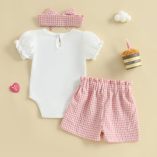 Amiblvowa Toddler Baby Girl 1st 2nd 3rd Birthday Outfit One Two Three Romper Shorts First 1 2 3 Year Old Smash Cake Clothes4
