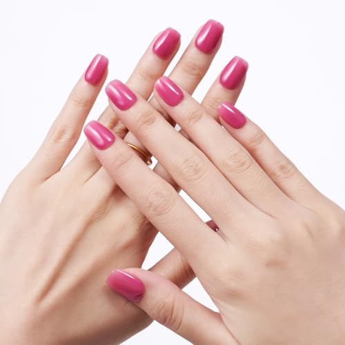 GLAMERMAID Hot Pink Press On Nails Extra Short Square, Handmade Jelly Soft Gel Nails Rose Fake Nails kit, Natural Nails Manicure Kits Stick Glue on Nail Reusable Acrylic False Nails for Women — view 5