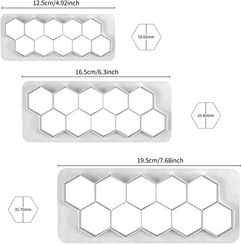 Hexagon Cake Cutter Hexagon Fondant Cutter Geometric Multicutter Football Pattern Cookie Cutters,3 Size Hexagon Cookie Cutter Biscuit Cutters Cake Decorating for DIY Crafts Cake Fondant