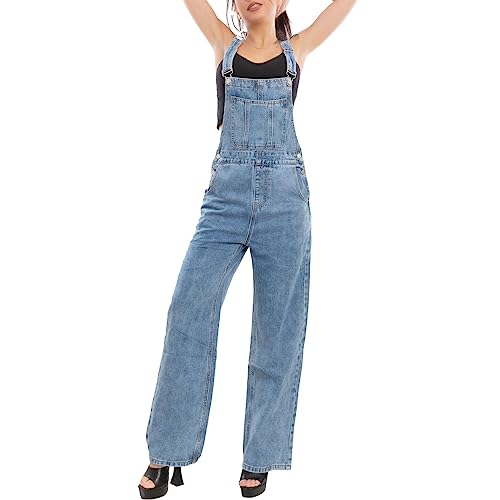 Salopette femme jeans overall pantalon palazzo denim de week-end