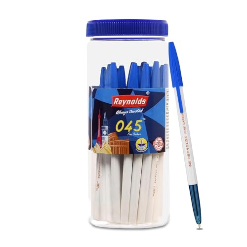 Reynolds 045 Ball Pen SET - 25 BLUE PENS WITH COMFORTABLE GRIP |BLUE BALL PENS FOR WRITING | PEN FOR STUDENTS & OFFICE STATIONERY | 0.7 mm TIP SIZE (Image - 1)