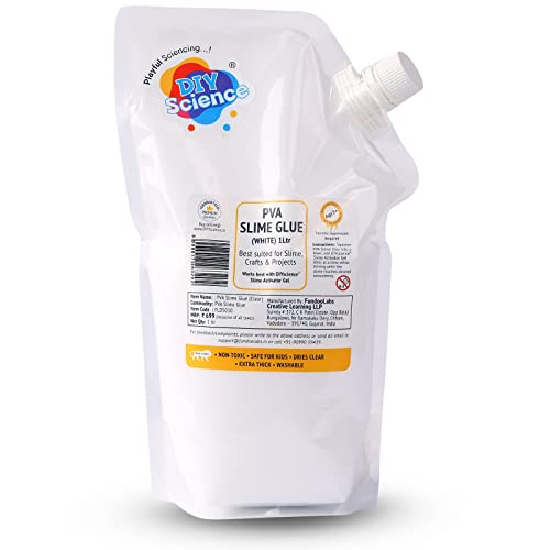 Premium Pva Slime Glue - White (1 Ltr) Super White, Great For Slime And Craft, Smooth And Stretchy Slime, Non-Toxic, Safe For Kids, Dries Clear, Extra Thick & Washable, Makes Strong Bond