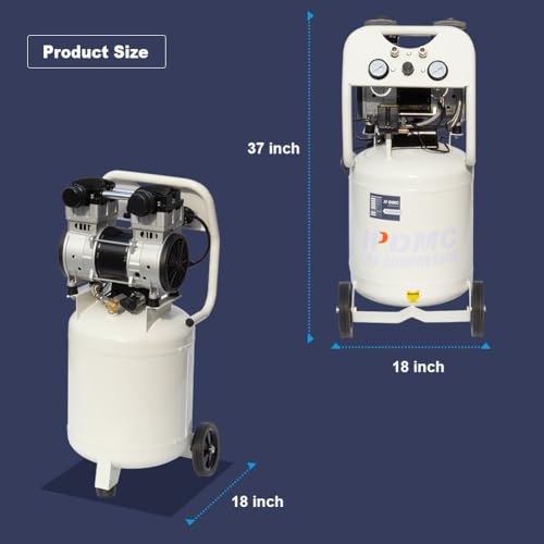 Image of Oil Free Air Compressor,2 HP 11 Gallon 70 dB Ultra Quiet Compressor,5.2 CFM@ 40PSI 4.0 CFM@ 90 PSI Electric Portable Air Compressor