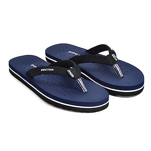 Image of Doctor Walk Orthopaedic Flip Flops, Black, Cushioned Footbed with Anti-Slip Sole Slipper for Women's