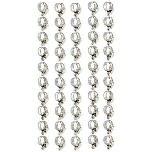 Thomletha 50Pcs Hose Clamp 3/8-1/2 Inch Stainless Steel Hose Clamp 8-12 MM Fittings Clamps Fit for Fixing Hoses, Cables and Fuel Lines