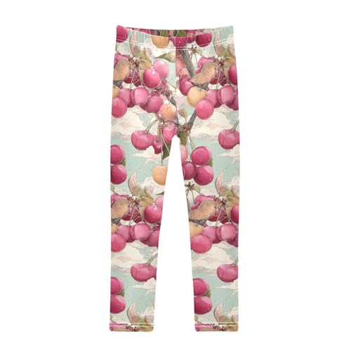 KLL Cherry Illustration Toddler Girls Leggings Comfortable Full Length Sweatpants Exercise