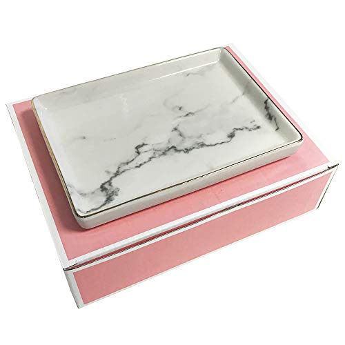 Simple Shine. Jewelry Dish Tray | Marble Pattern Ceramic Dish Key Plate Holder
