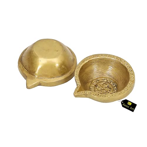 Image of Brass Classic Oval Pooja Diya, Kuber Deepak Oil Lamp, Pack of 2