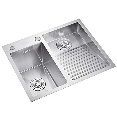 Bathroom Sinks Laundry Pool Balcony Household Stainless Steel Laundry Sink Wash Basin With Washboard Easy To Clean Double Sink Laundry Pool Gift ( Color : B , Size : 60*48*22cm )