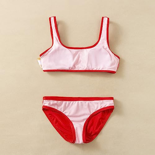Girl's 2 Piece Bathing Suits Solid Sport High Waist Bikini Set Swimsuits for Kids Girls Beach Swimwear Swimming Suit2