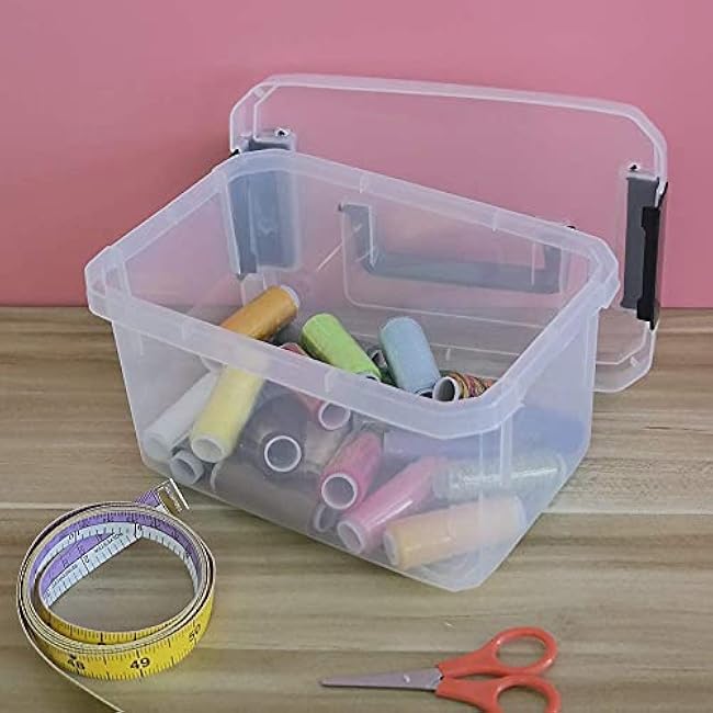 Plastic Storage Boxes, 4 Pack Small Clear Bins with Lids