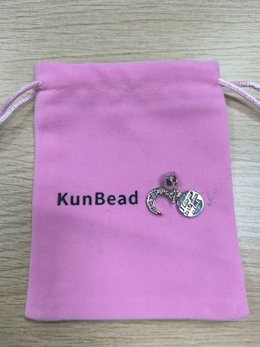 KunBead I Love You to the Moon and Back Blue Crystal Star Dangle Charms Compatible with Pandora Charm Bracelets for Women4