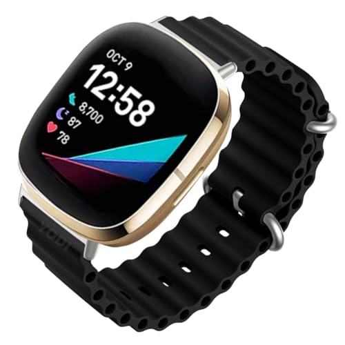Image of YODI Watch Band Compatible with Fitbit Versa 4 / Fit bit Versa 3 / Fitbit Sense /Sense 2 Band, Soft Replacement Silicone Wristband for Women Flexible Waterproof Sport Watch Strap for Men Large
