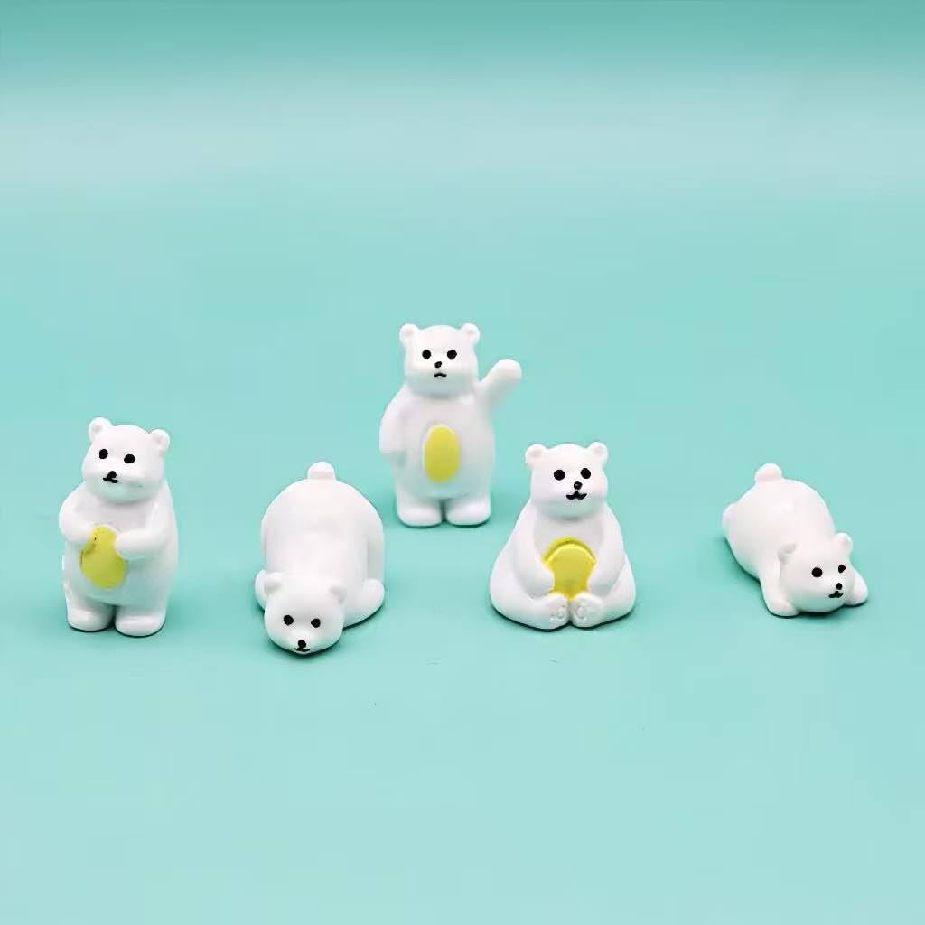 Resin Polar Bear Figurines Set,10Pcs Polar Bear Statues for Car Dashboard Home Decor - Image 4