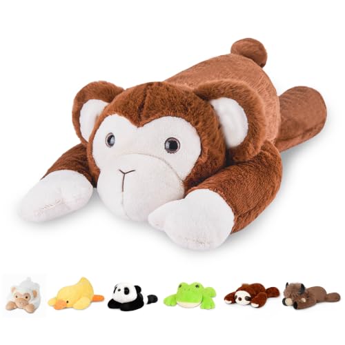Image of Niuniu Daddy Weighted Stuffed Animals, 20 in 3.3 lbs Monkey Comfort Plush | Heavy sensory lap pad, lying body pillow for sleeping, machine wash, huggable gift for kids and adults