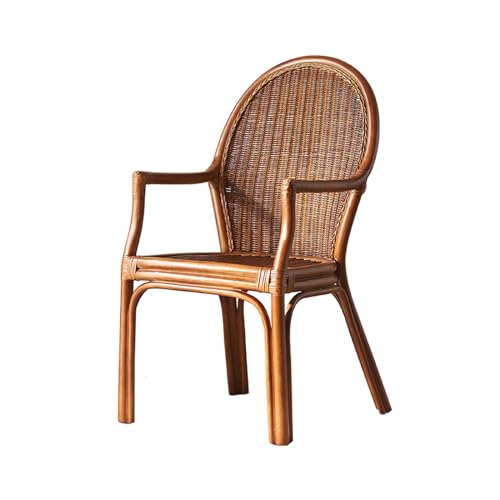 Handgefertigter gewebter Rattanstuhl mit einzelner Rückenlehne für...