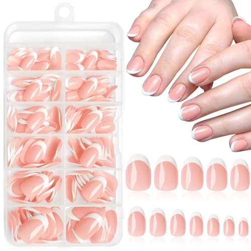 216PC White French Tip Press on Nails Short Fake Nails Press ons ...