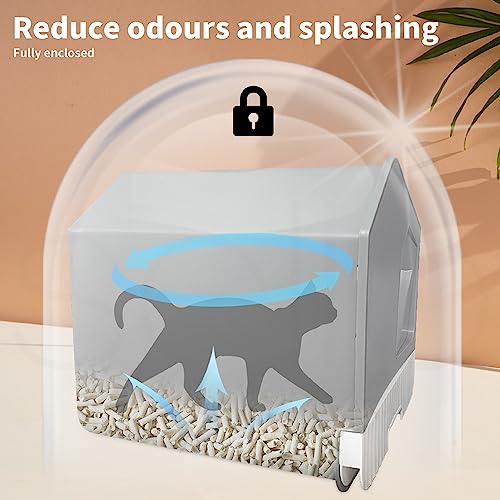 image for PaWz Cat Litter Tray Boxes Enclosed,Cat Toilet Mat with Cleaning Scoop