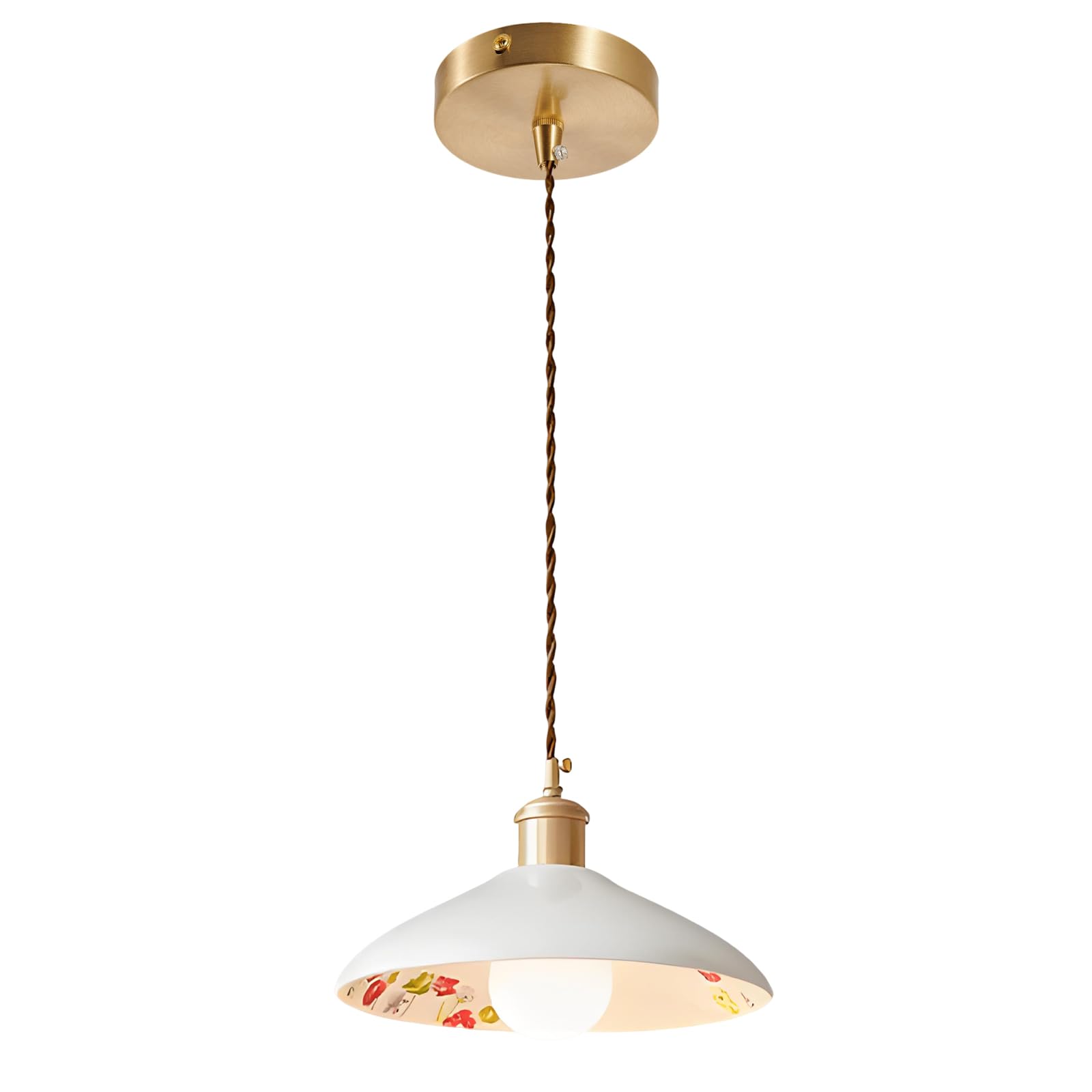 YNVIOZM White Ceramic Pendant Light, 10.6" Single Vintage Pendant Lamp, Modern Simple Decorative Hanging Ceiling Lighting Fixture for Over Kitchen Sink Bar Bedside Closet Dining Table Entrance