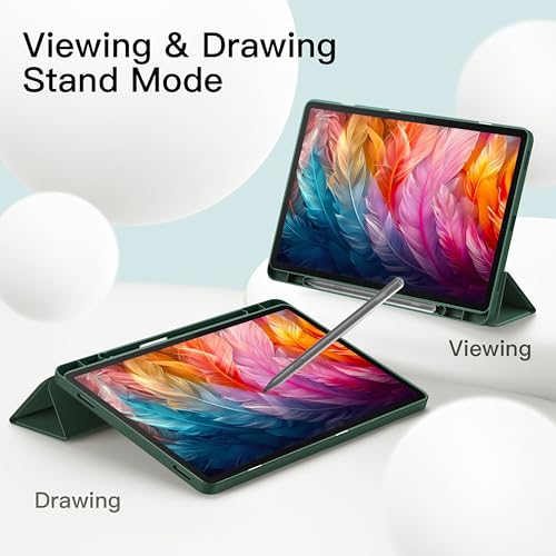 Image of TGK Case for Lenovo Idea Tab Pro 12.7 Inch 2025 TB-373FU TB-375FC Tablet Trifold Smart Stand Cover (Green)