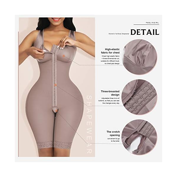 FeelinGirl Shapewear for Women Tummy Control Full Body Shaper Butt Lifter Thigh Slimmer Bodysuit for Women Daily Life