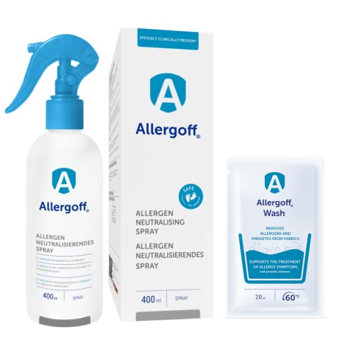 Allergoff Spray y Detergente Antiácaros | Kit con spray y detergente antiácaros para colchones | Para tratar la ropa de cama de alérgicos
