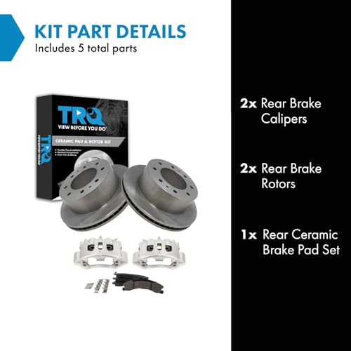 Image of TRQ Rear Brake Pad & Rotor Kit Compatible with 2011-2019 Chevrolet Suburban 3500 HD 2011-2019 GMC