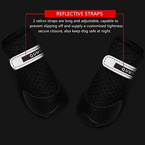Qumy 2Pcs Dog Shoes For Small Dogs Hot Pavement Summer Puppy Dog Boots With Reflective Strip Soft Comfortable Anti-Slip Rubber Sole Black Size 3 #TOP5