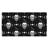 Alfombrilla de ratón grande para juegos con bordes cosidos, base de goma antideslizante, compatible con Black Raven Moon Skull, alfombrilla impermeable para teclado de ordenador de escritorio, oficina
